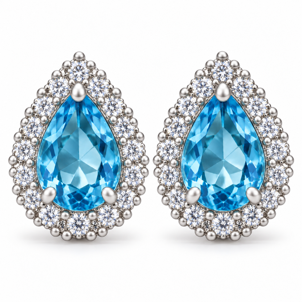 Aros Gota con Halo de Plata 925