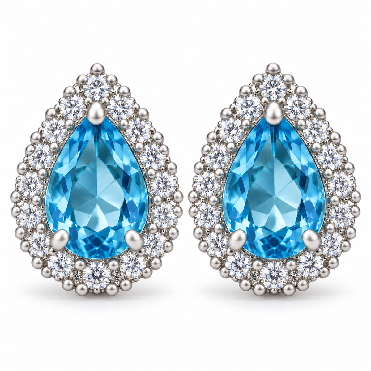 Aros Gota con Halo de Plata 925
