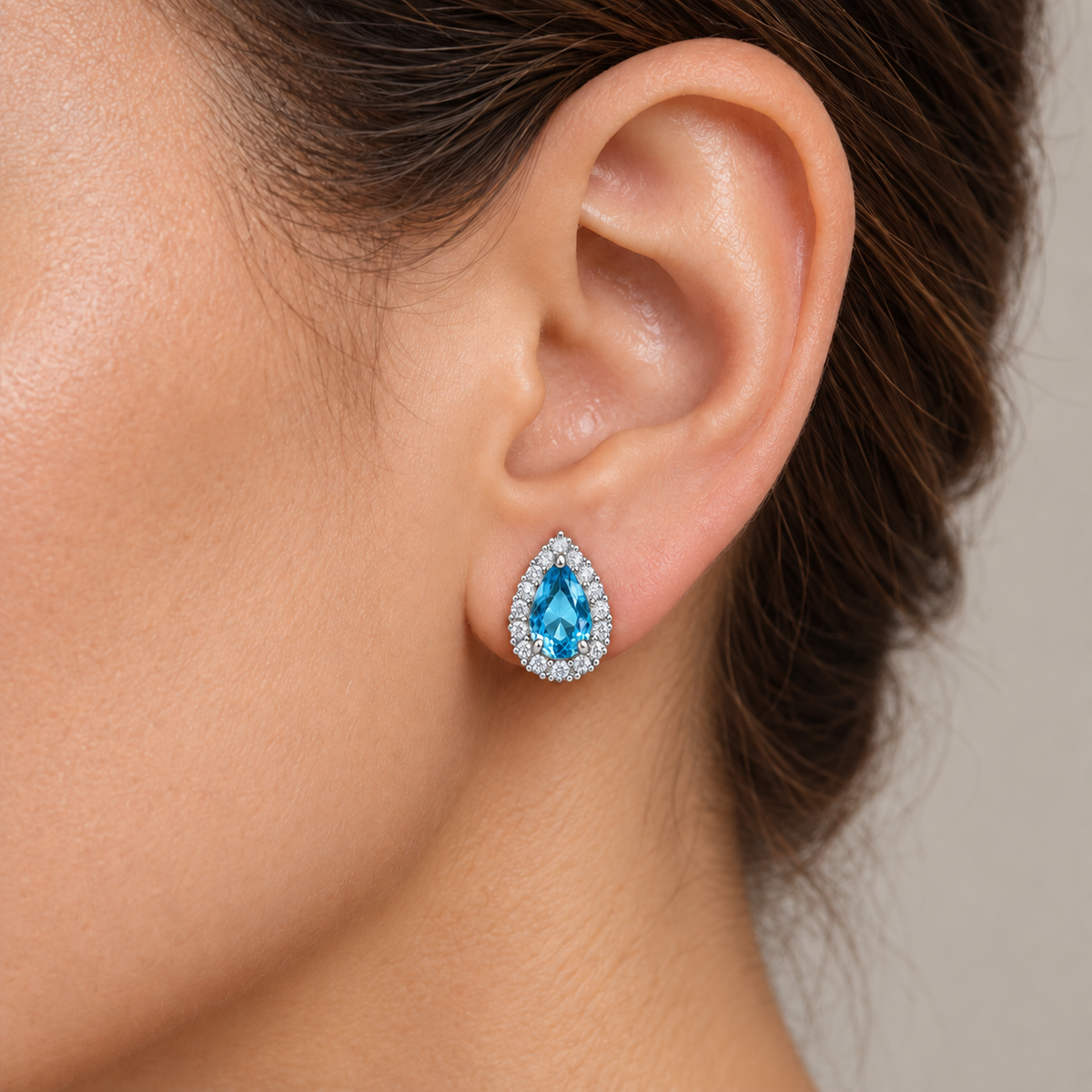 Aros Gota con Halo de Plata 925