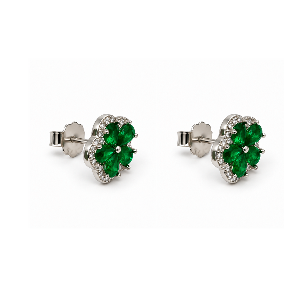 Aros Flor con Halo de Plata 925