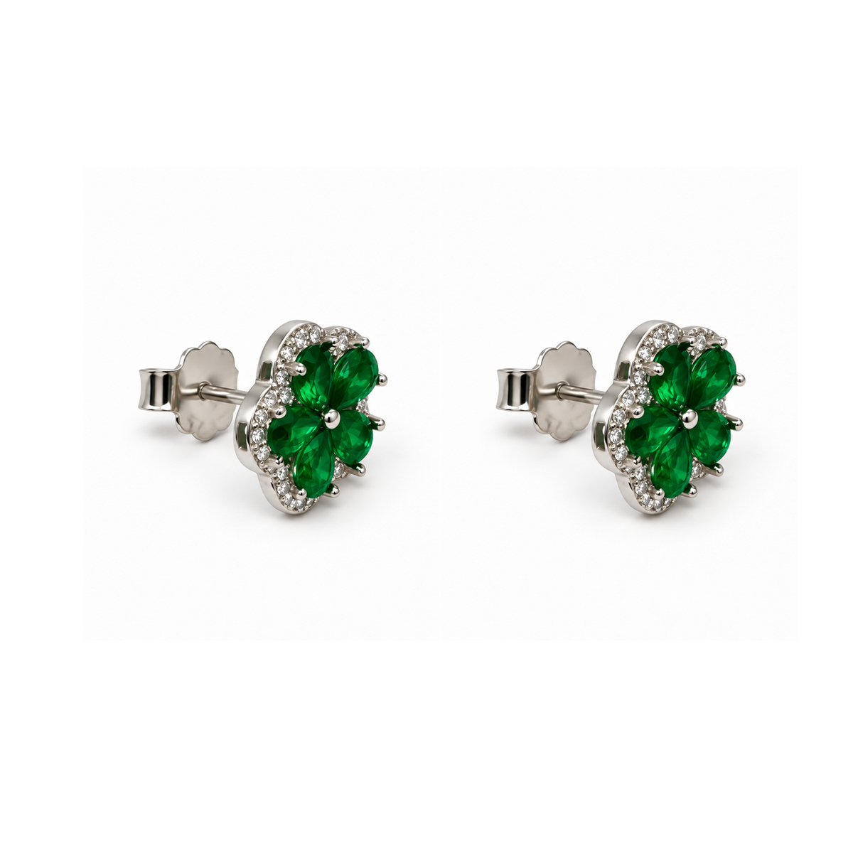 Aros Flor con Halo de Plata 925