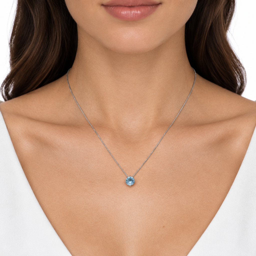 Collar Piedra Celeste Plata 925 45cm