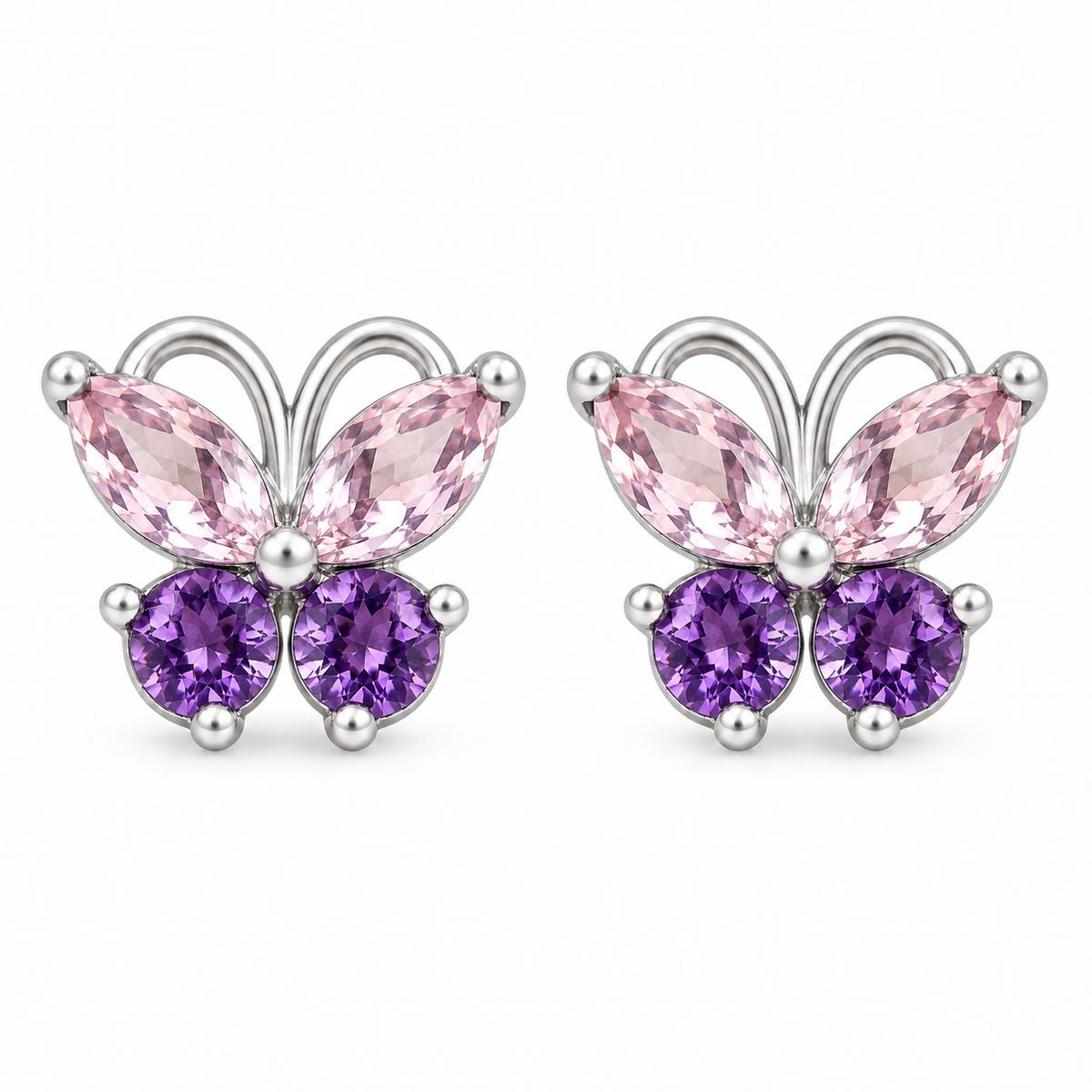 Aros Mariposa con Piedras Facetadas de Plata 925