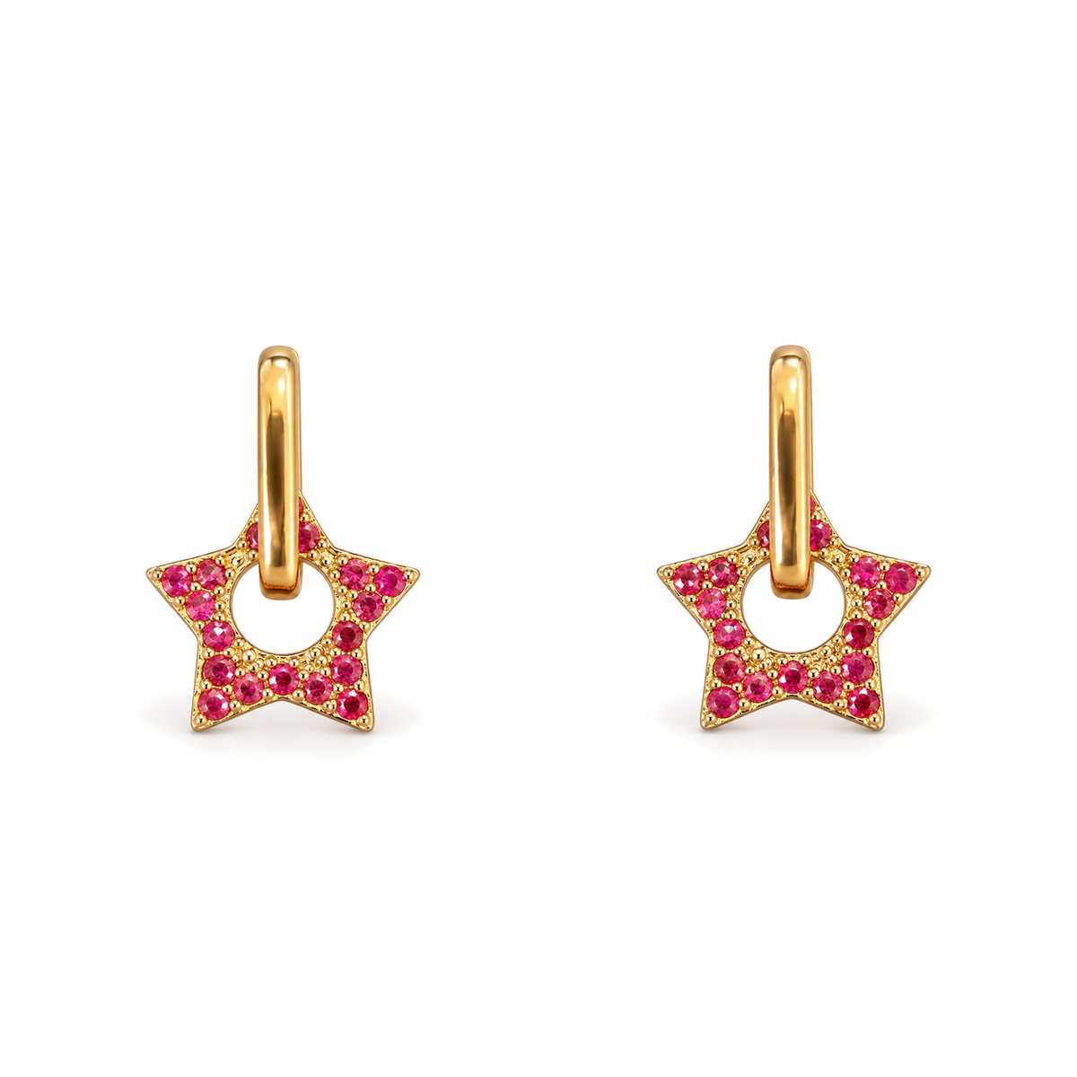 Aros Argolla con Estrella Enchapados en Oro 21mm