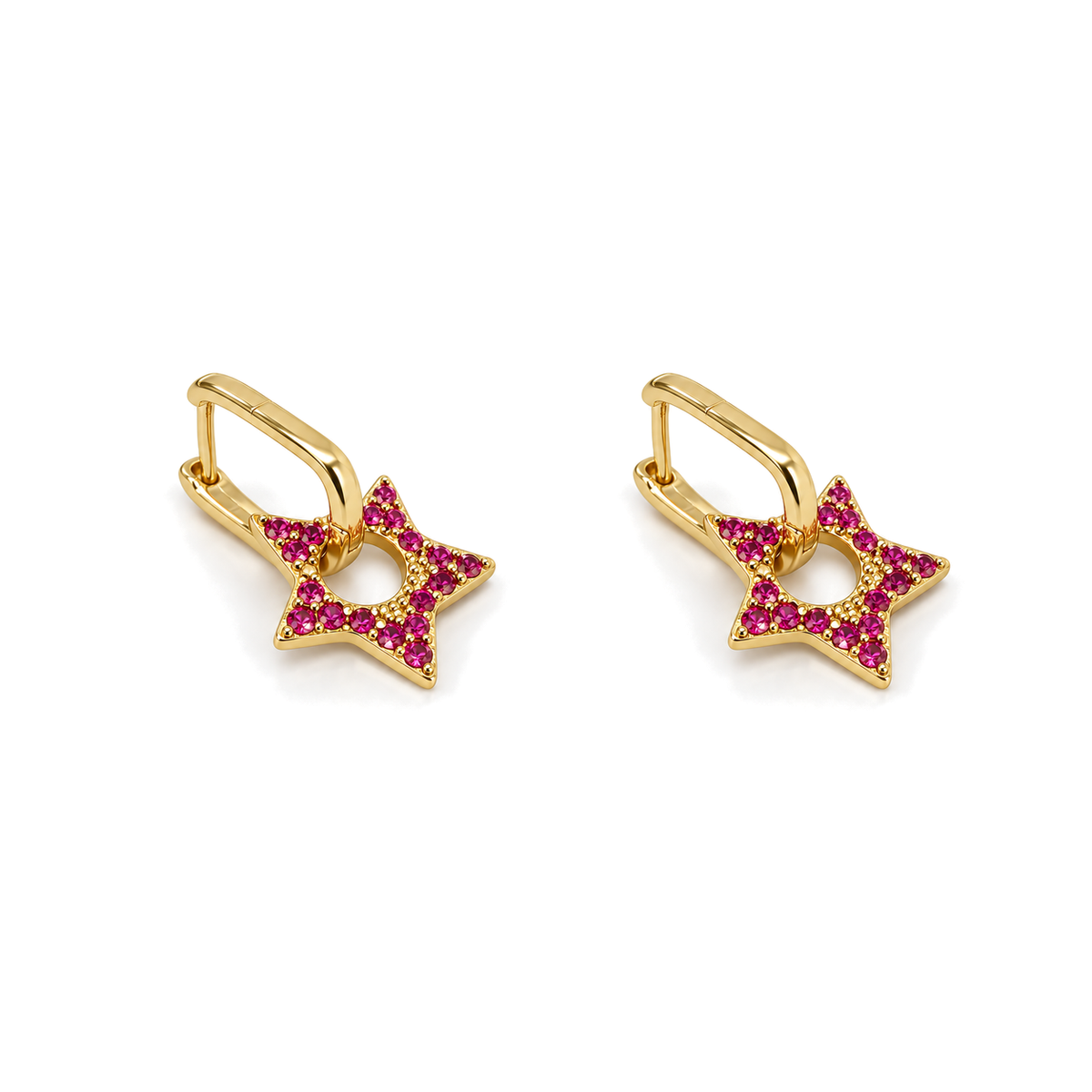 Aros Argolla con Estrella Enchapados en Oro 21mm