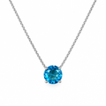Collar Piedra Celeste Redonda Plata 925 45cm
