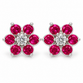Aros Flor con Seis Pétalos de Plata 925