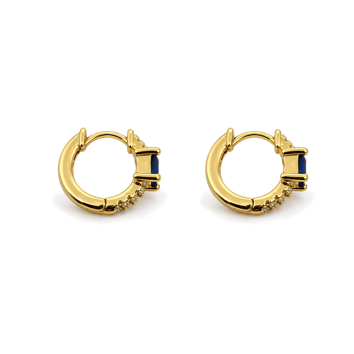 Aros Argolla con Piedra Cuadrada Enchapados en Oro 14mm