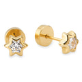 Aros de Bebé Oro Amarillo 18k con Estrella y Circón