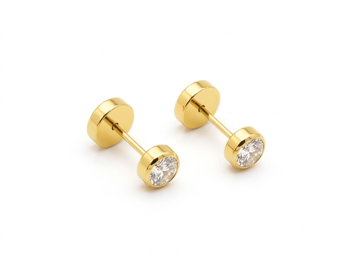 AROS ABRIDORES BEBÉ ORO 18K CIRCÓN BISEL