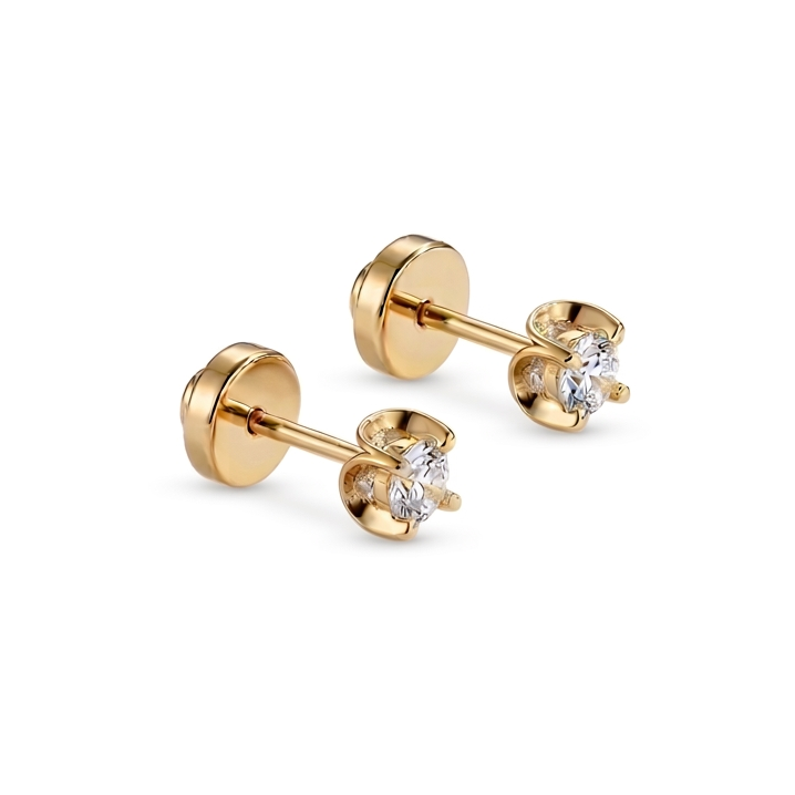 Aros Abridores de Bebé en Oro 18K con Circón