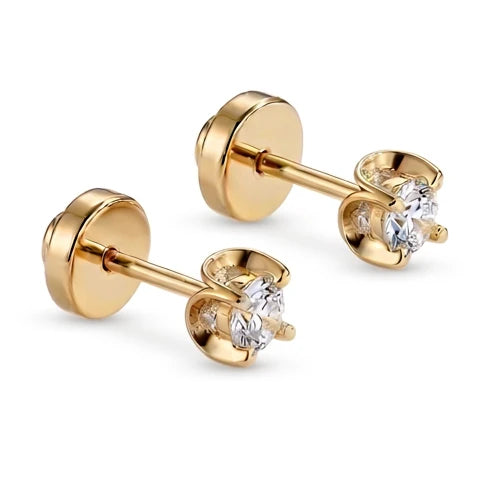 Aros Abridores de Bebé en Oro 18K Chatón mini con Circón