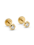 Aros Abridores de Bebé en Oro 18K Flor Circón