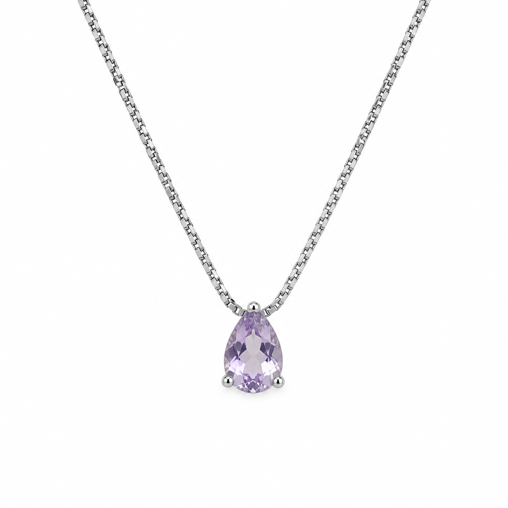 Collar Gota Lila de Plata 925 45 cm
