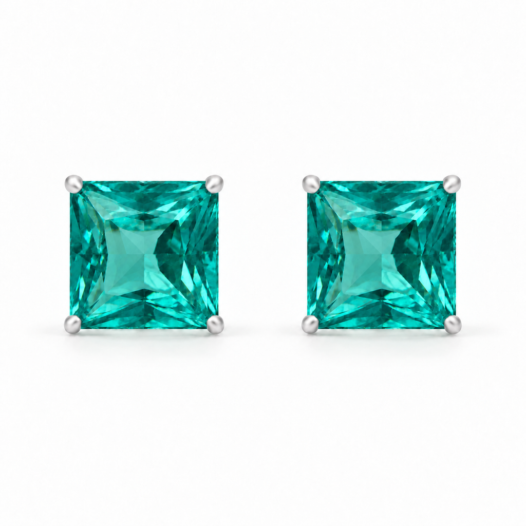 Aros Cuadrados con Piedra Facetada de Plata 925