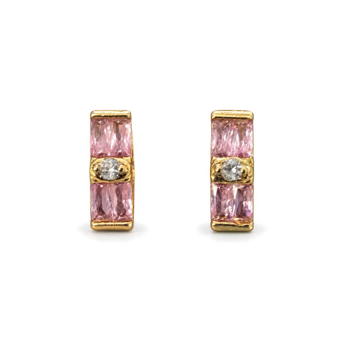 Aros Rectangulares con Centro Redondo Enchapados en Oro 14mm