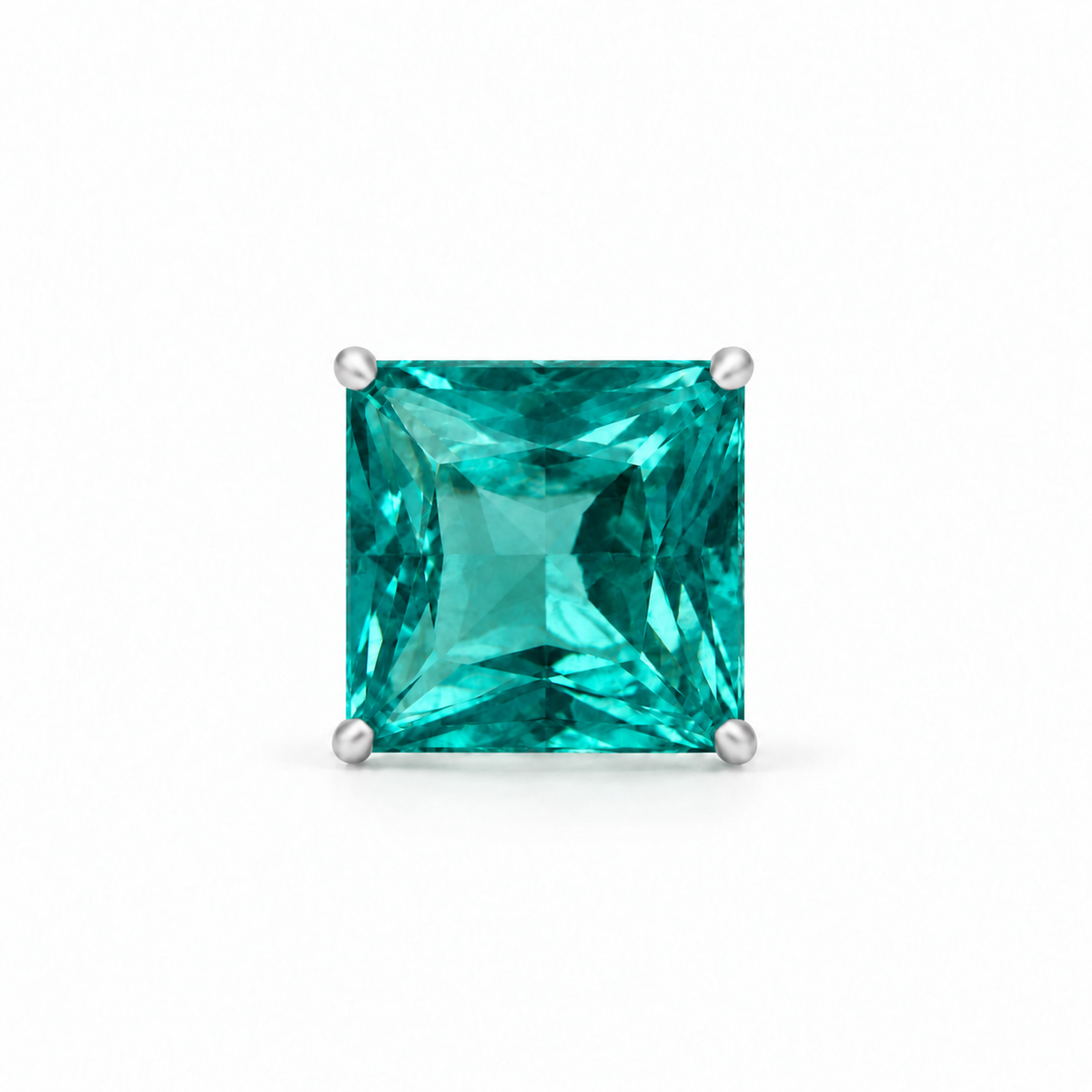 Aros Cuadrados con Piedra Facetada de Plata 925
