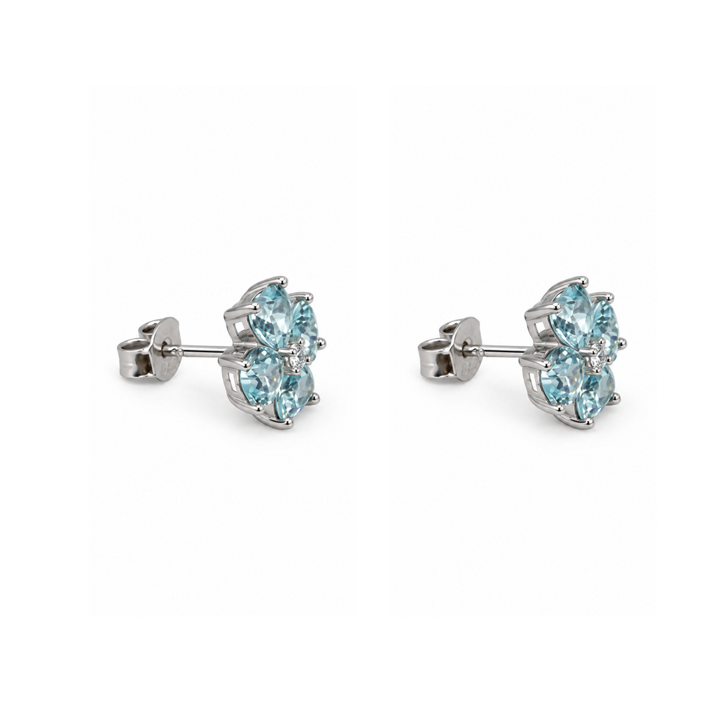 Aros Flor con Pétalos de Corazón de Plata 925