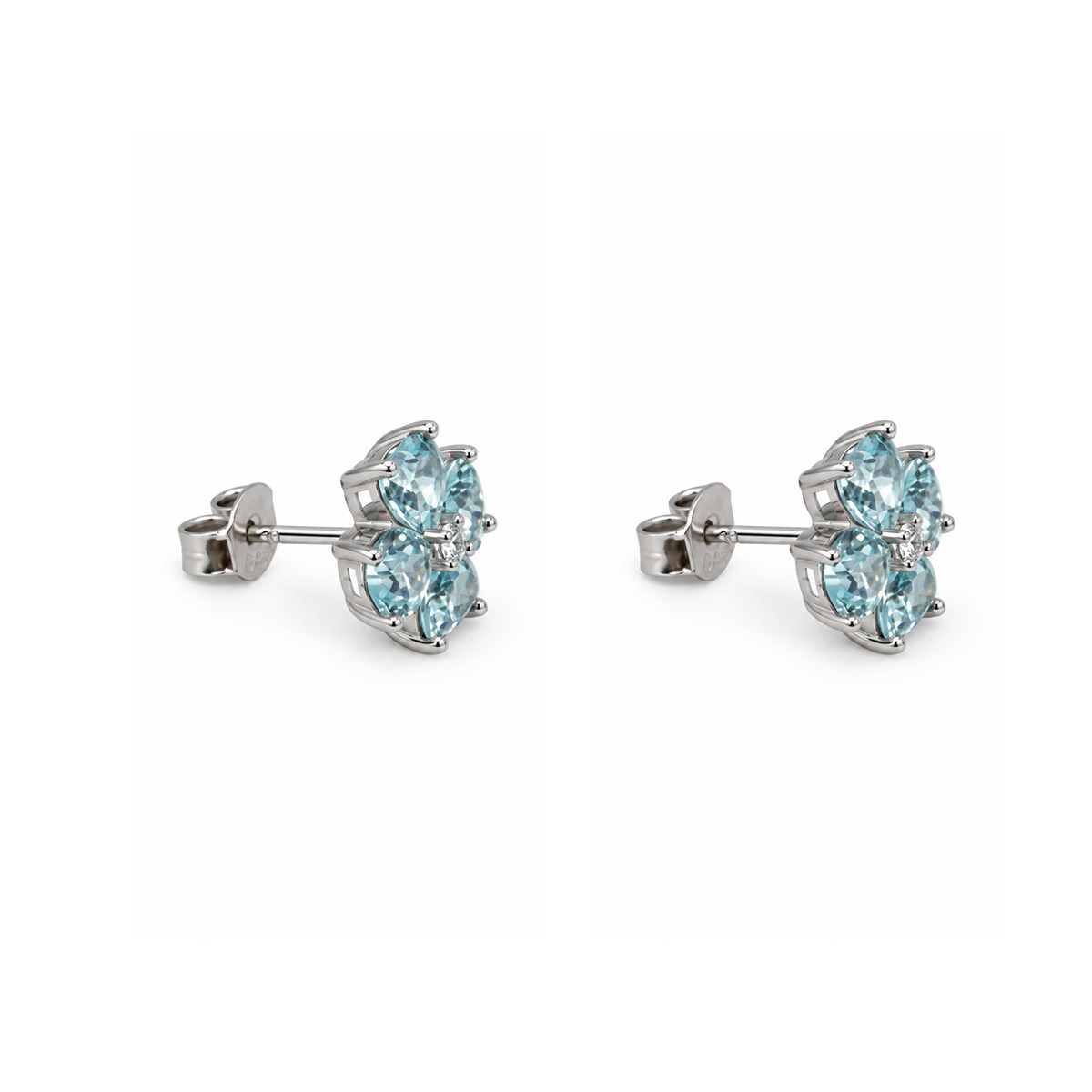 Aros Flor con Pétalos de Corazón de Plata 925