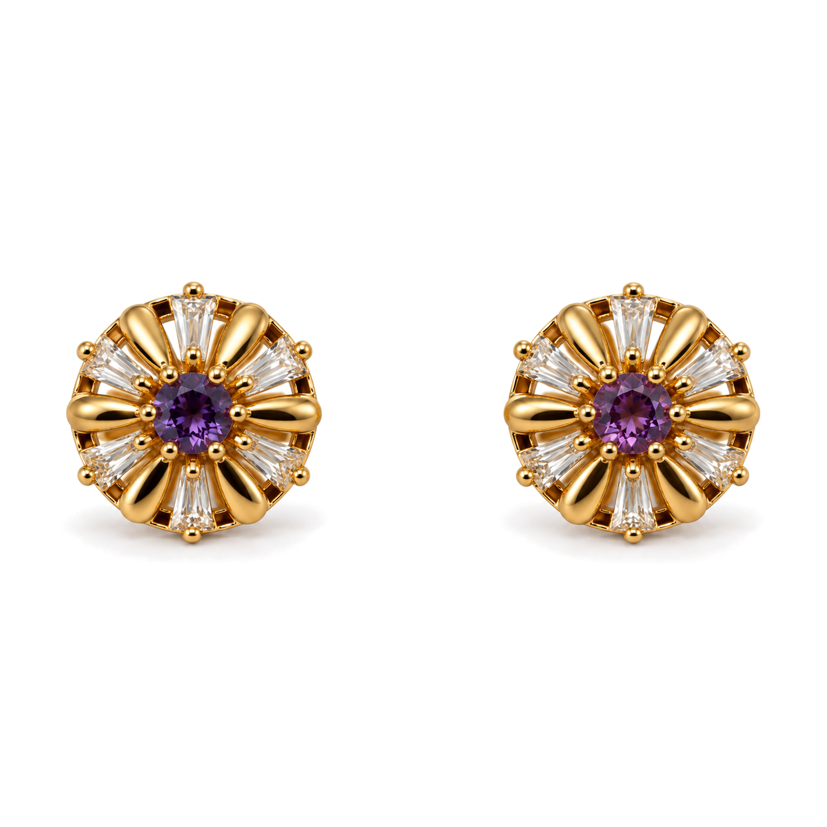 Aros Sol Radiante Enchapados en Oro 13mm