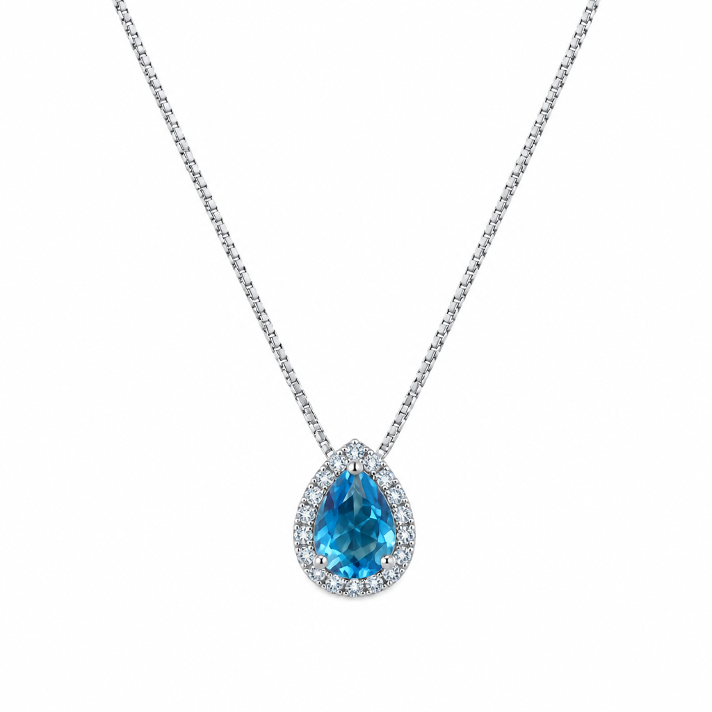 Collar Gota Celeste de Plata 925 45 cm