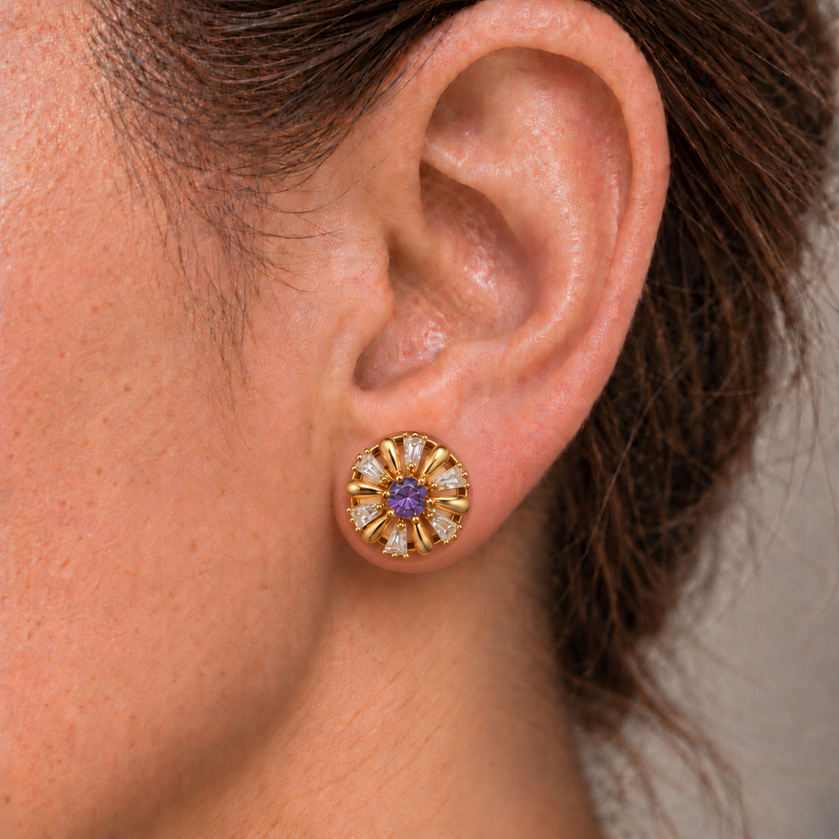 Aros Sol Radiante Enchapados en Oro 13mm