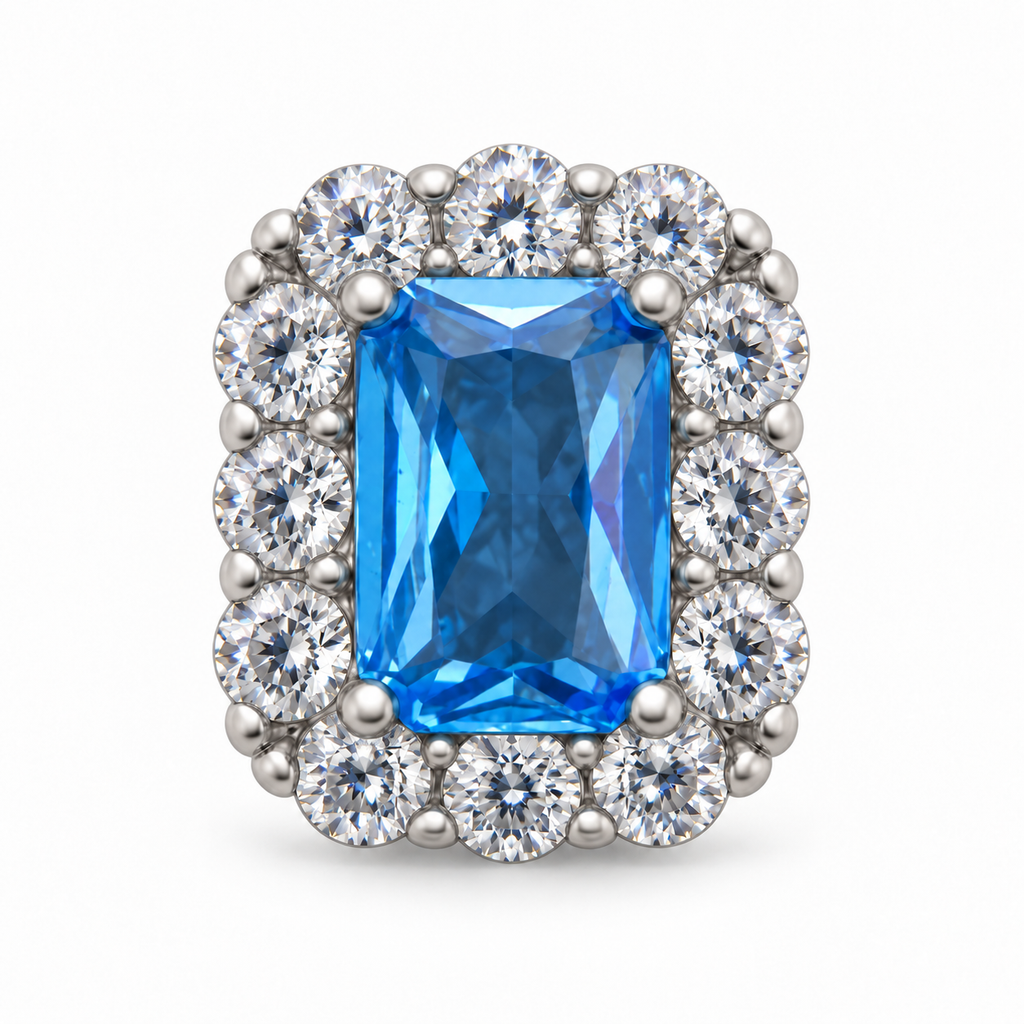 Aros Rectangulares con Halo de Plata 925