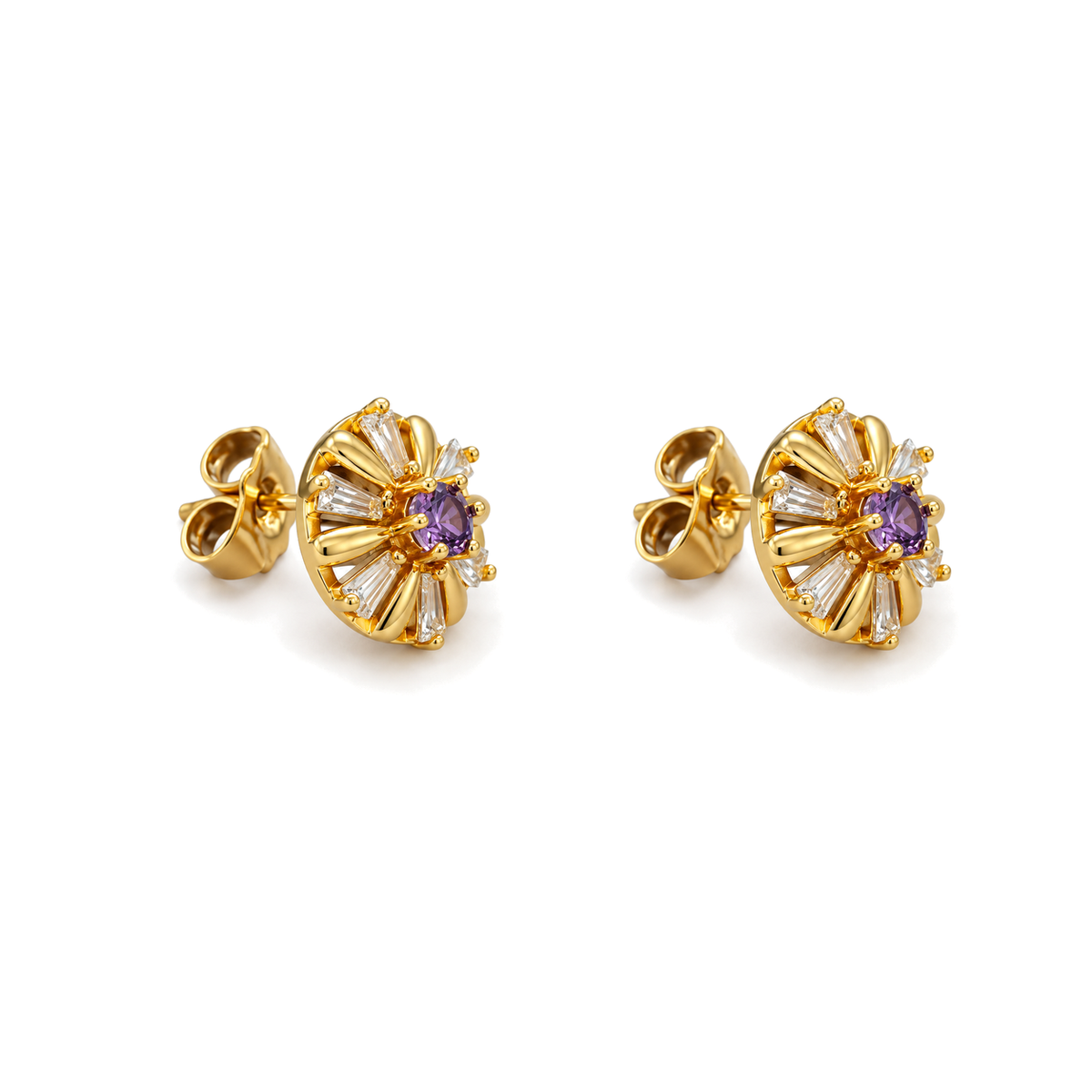 Aros Sol Radiante Enchapados en Oro 13mm