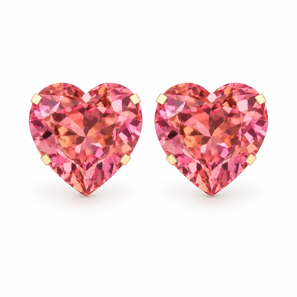 Aros Corazón Enchapados en Oro 8mm