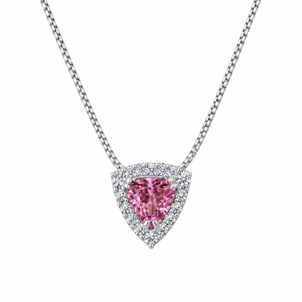Collar Triángulo Rosa de Plata 925 40–45 cm