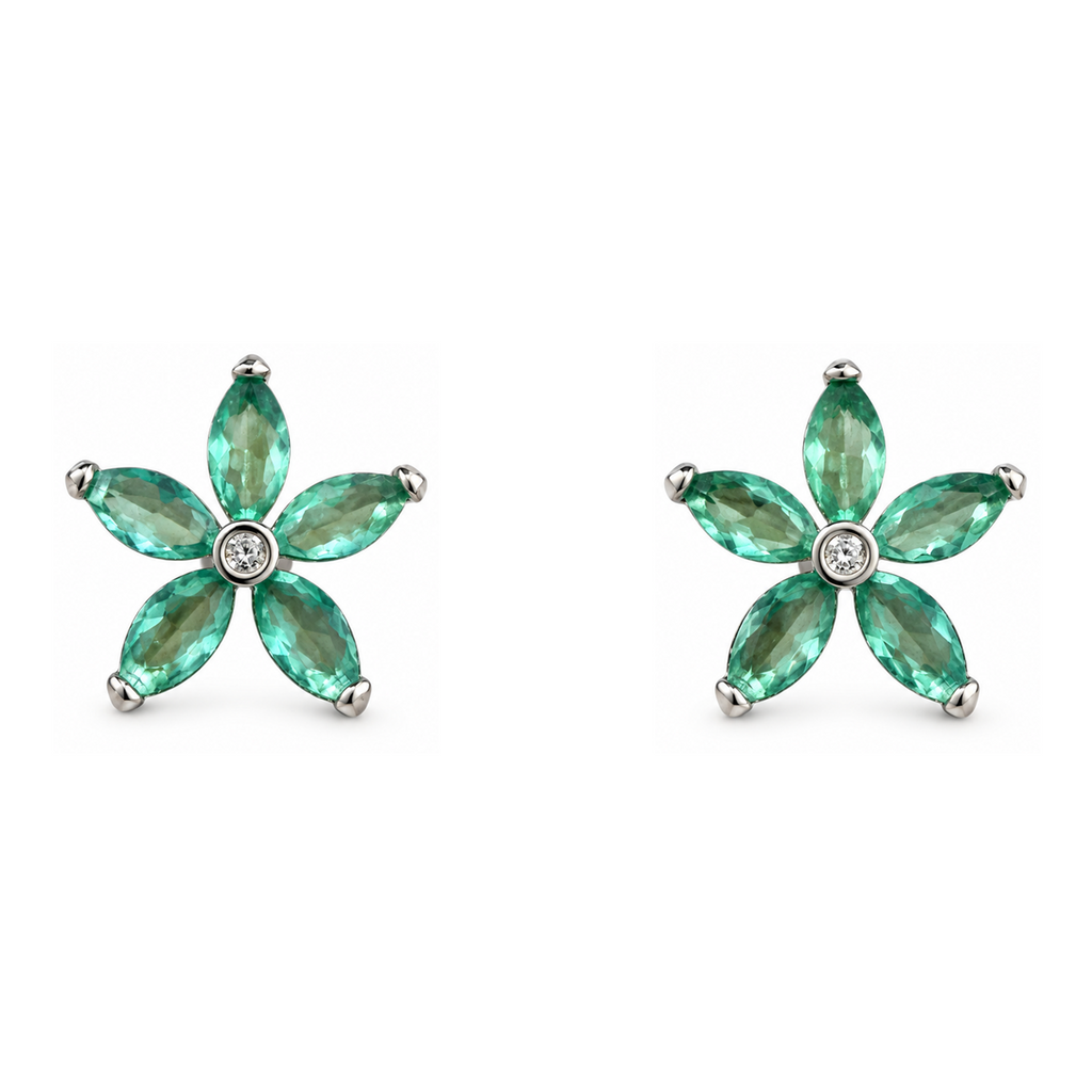 Aros Flor con Cinco Pétalos de Plata 925