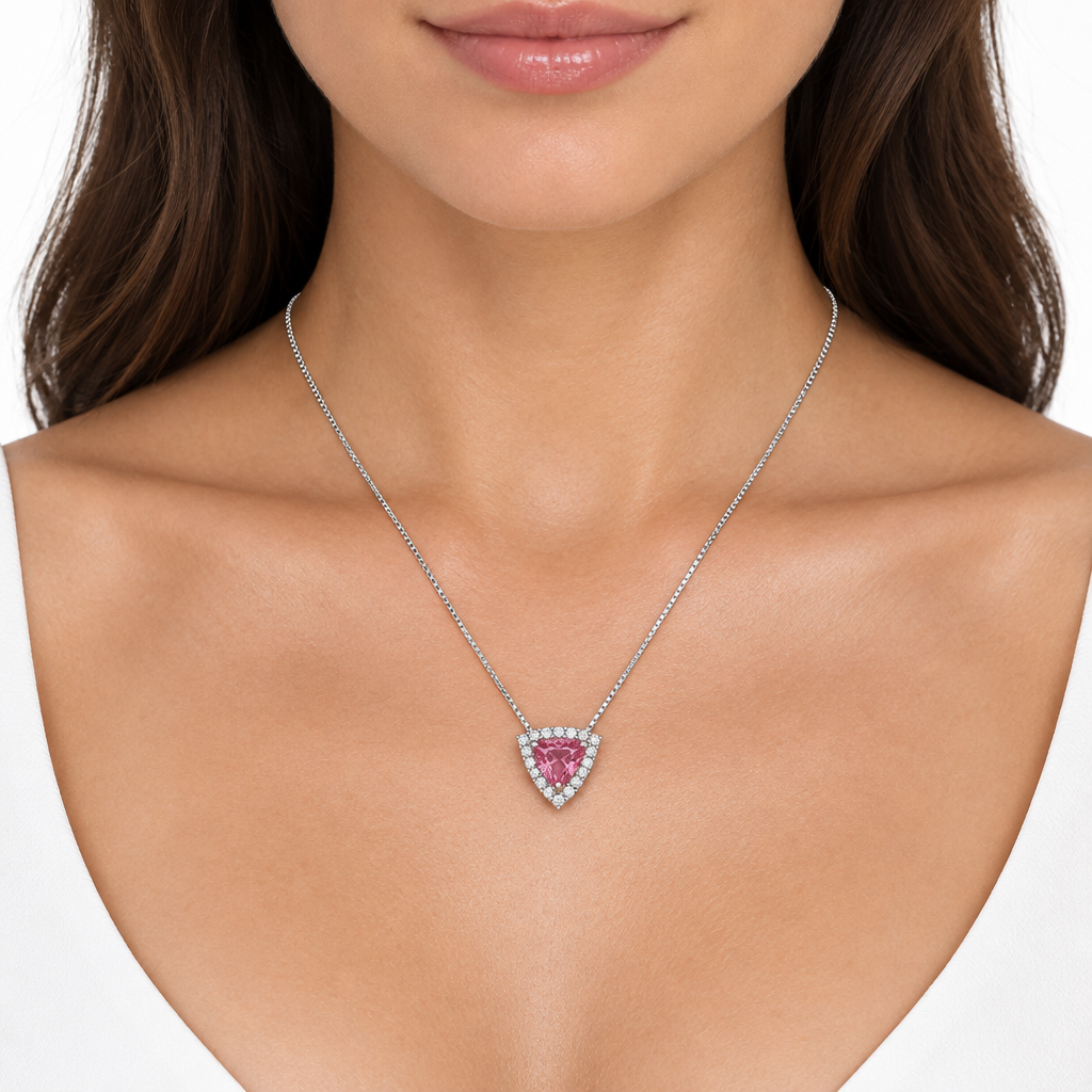 Collar Triángulo Rosa de Plata 925 40–45 cm