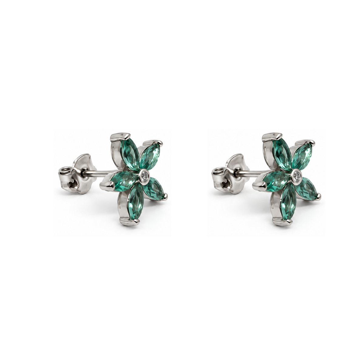 Aros Flor con Cinco Pétalos de Plata 925