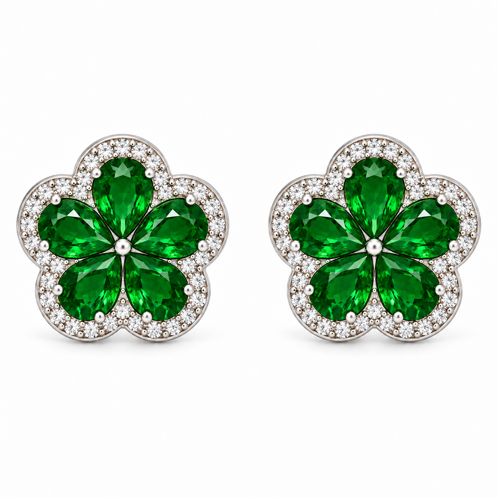 Aros Triángulo con Halo de Plata 925