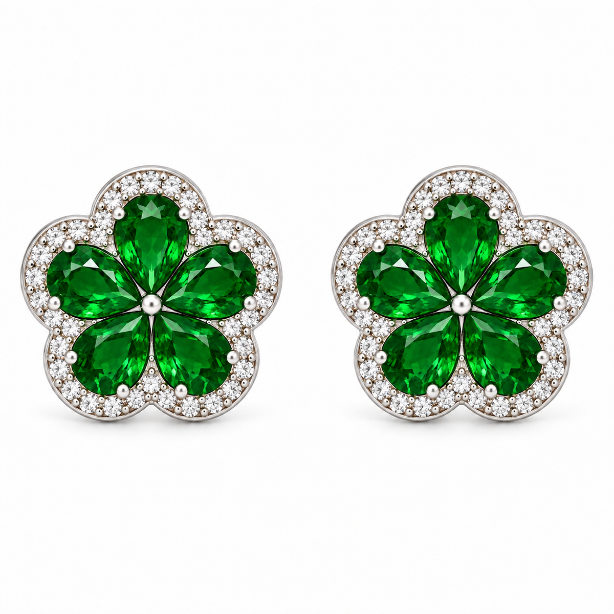 Aros Triángulo con Halo de Plata 925