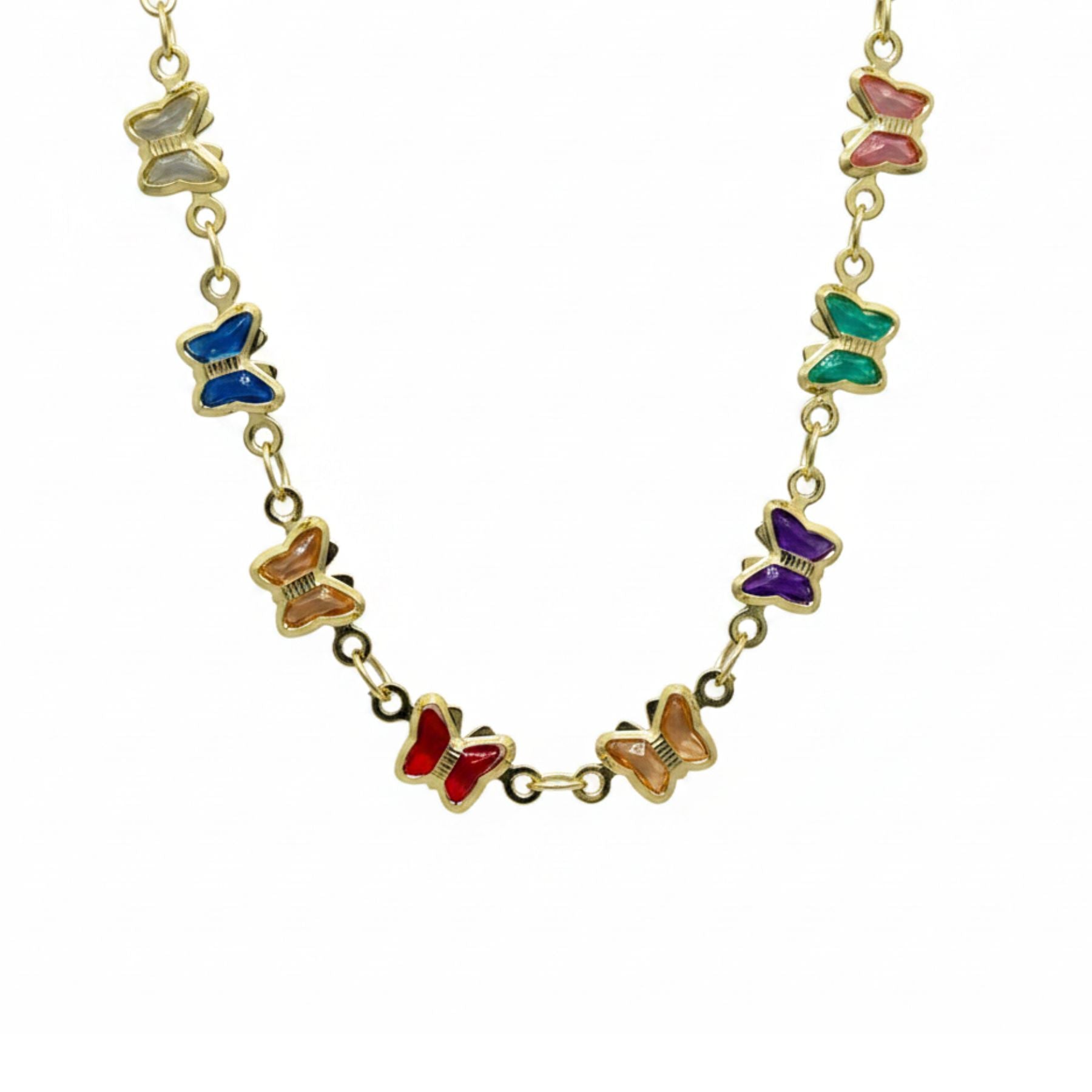 Collar Mariposas de Cristales Enchapados en Oro de 18k 45cm