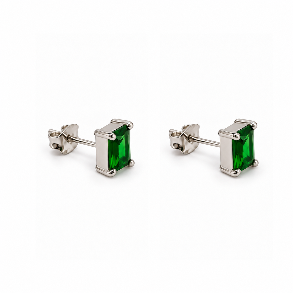 Aros Rectangulares con Piedra Facetada de Plata 925