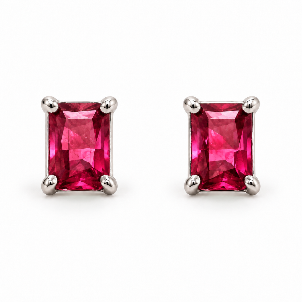 Aros Rectangulares con Piedra Facetada de Plata 925