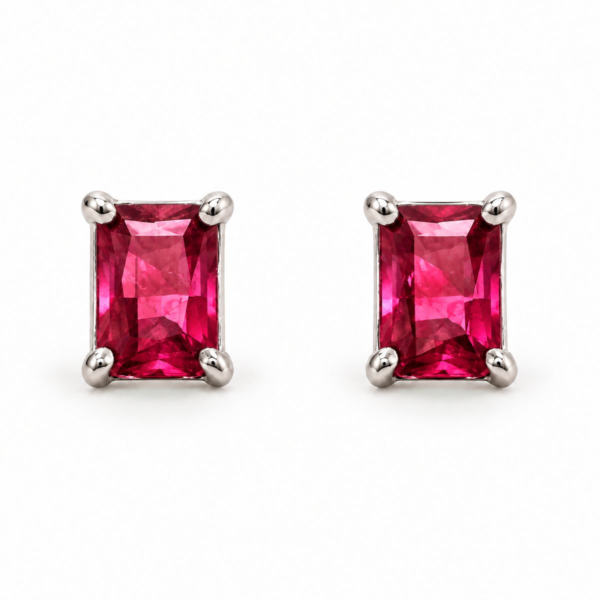 Aros Rectangulares con Piedra Facetada de Plata 925