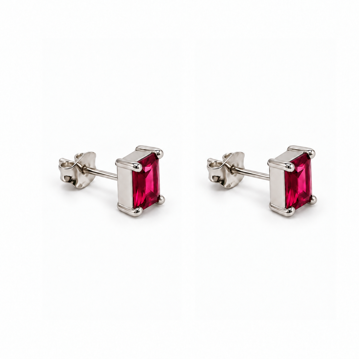 Aros Rectangulares con Piedra Facetada de Plata 925