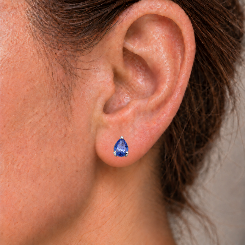 Aros Gota Azul con Piedra Facetada de Plata 925