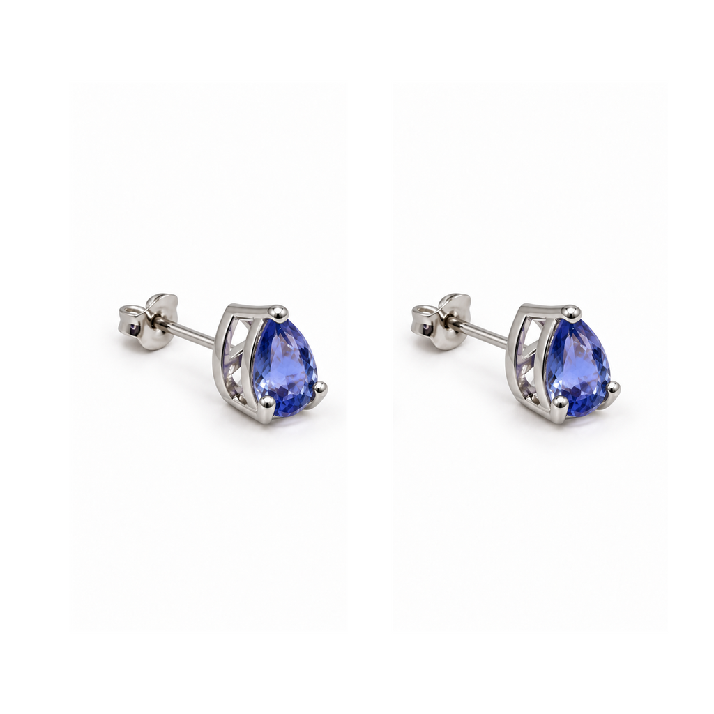 Aros Gota con Piedra Facetada de Plata 925