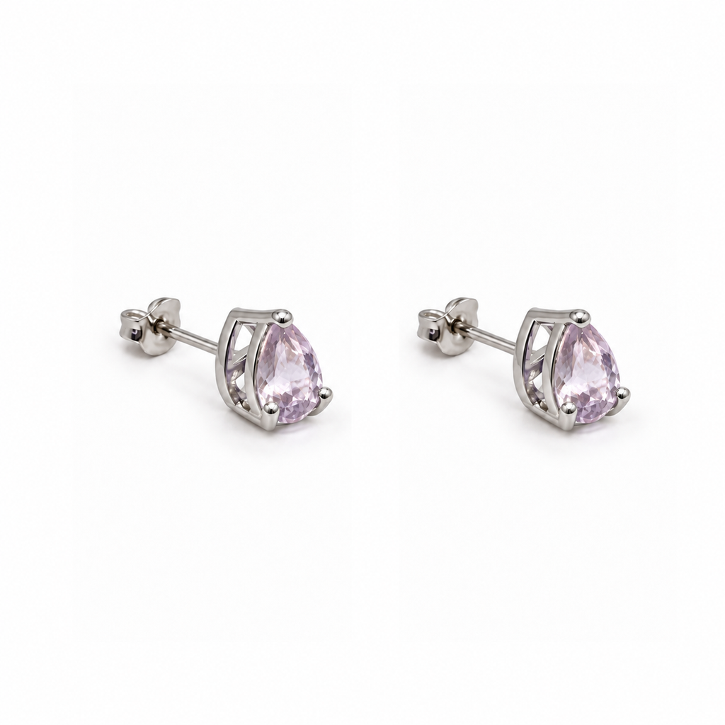 Aros Gota con Piedra Facetada de Plata 925