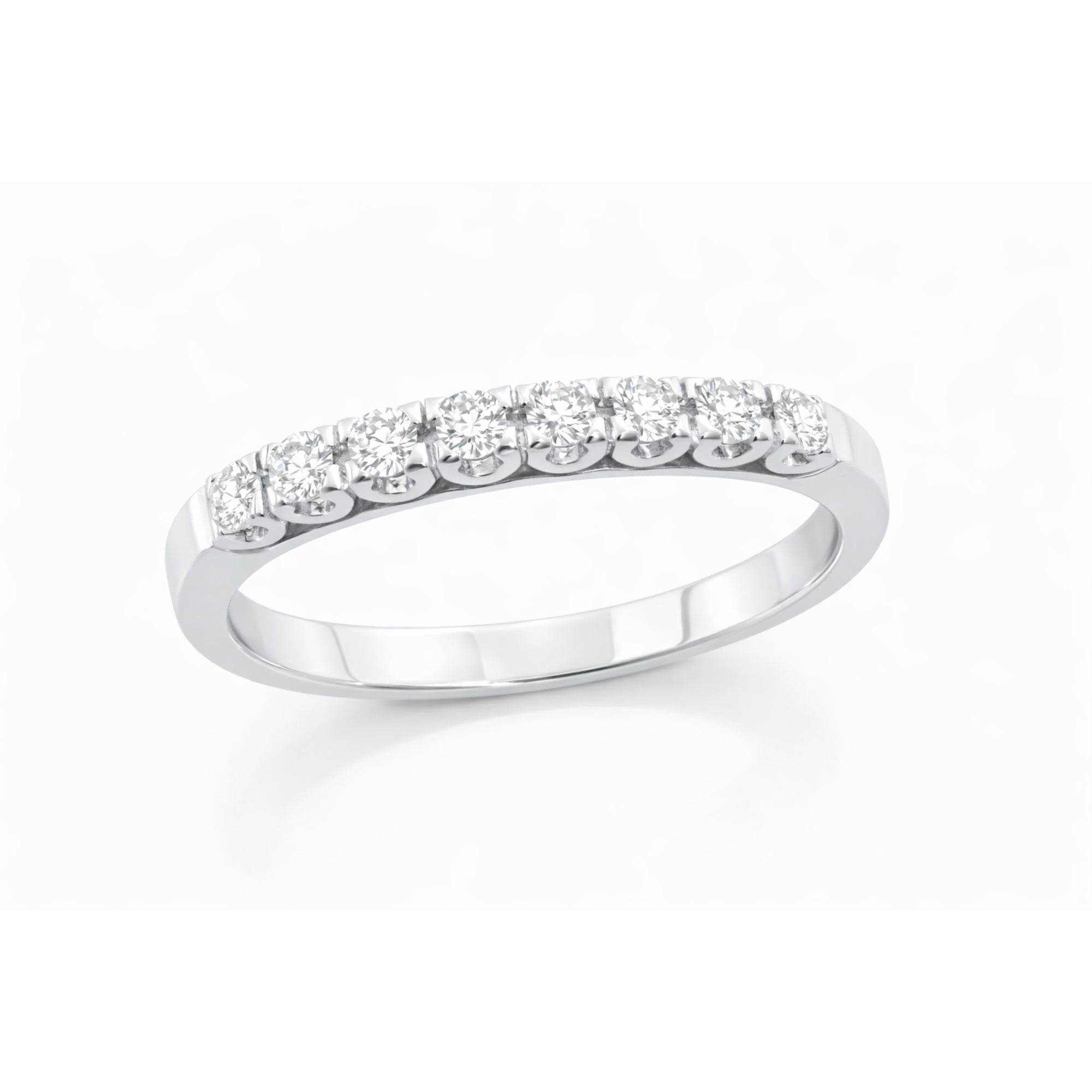 Anillo Riel Figuras 7 Diamantes Oro Blanco 18k