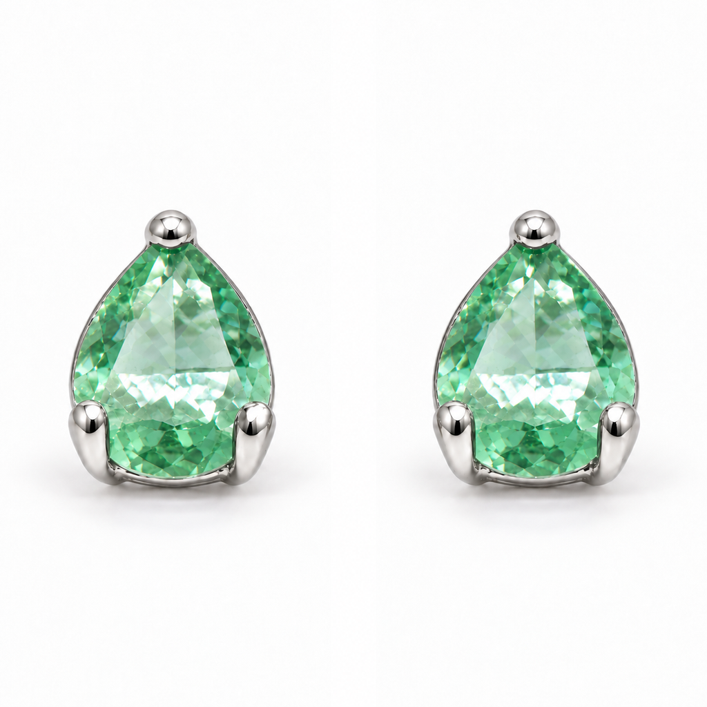 Aros Gota con Piedra Facetada de Plata 925