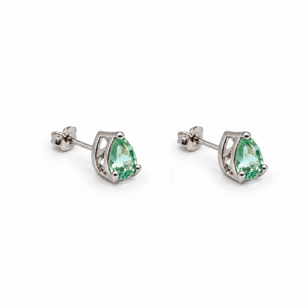 Aros Gota con Piedra Facetada de Plata 925