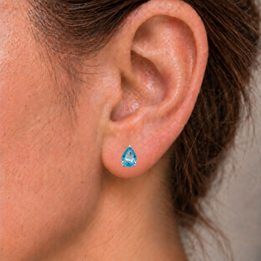 Aros Gota con Piedra Facetada de Plata 925