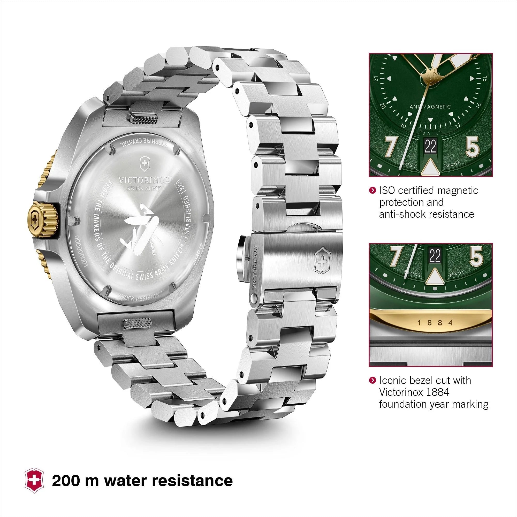 Reloj Victorinox Journey 1884 correa acero dial verde 242012