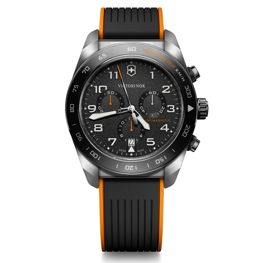 Reloj Victorinox Swiss Army Chrono Correa Caucho Negro/Naranjo 242050