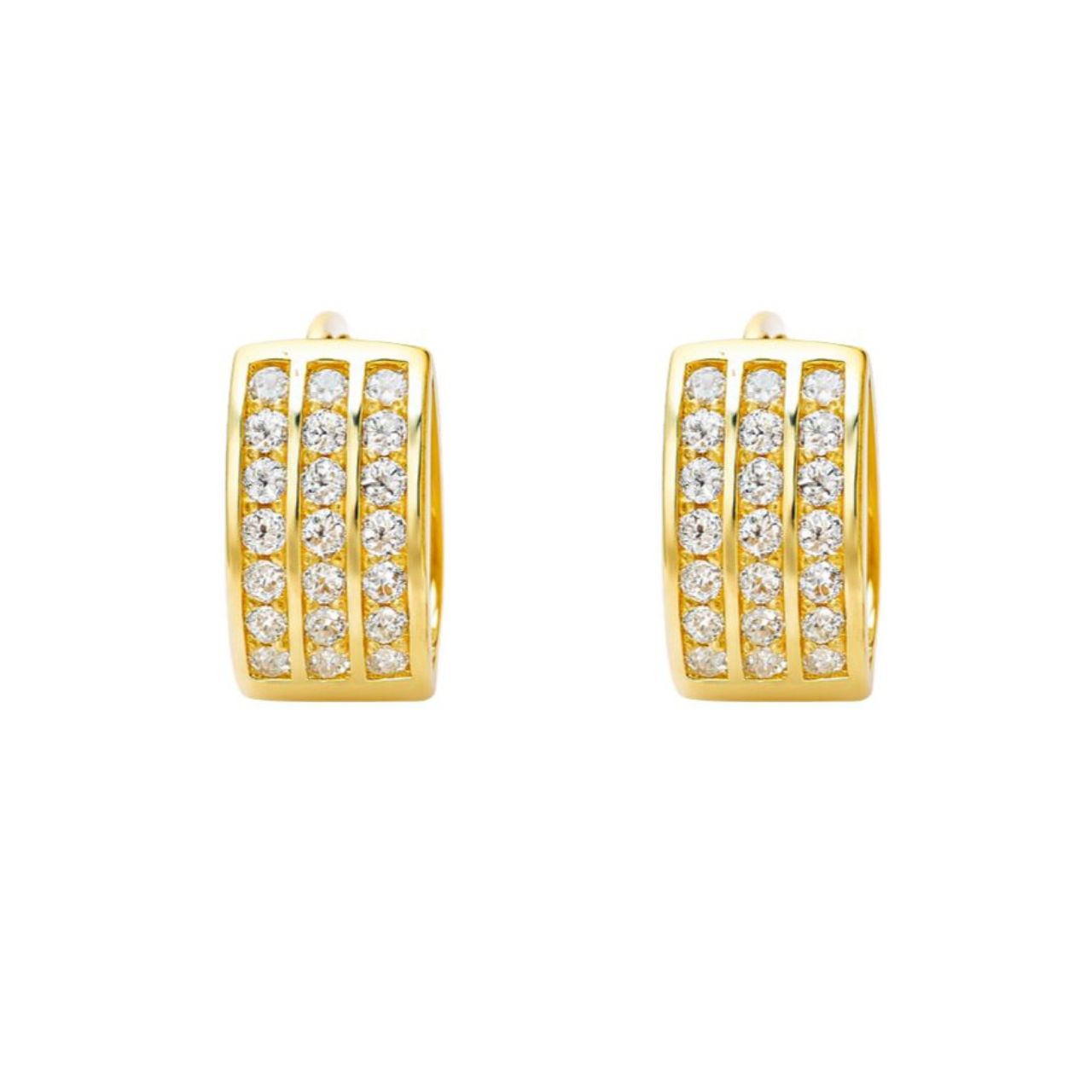 Aros Argollas Triple Riel Encahapado en oro de 18k